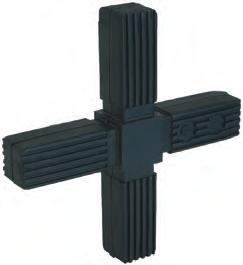 K0618 tekkerverbinding vierkante buis kruisstuk 1 Grondstof, uitvoering: Polyamide P, zwart. Kerninlegstuk uit staal, verzinkt. K0618.