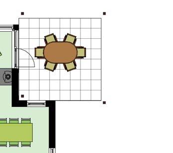 Het vakwerk loopt als een open structuur (pergola) door over het terras.