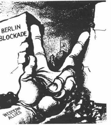 OPM: Hoewel deze prent getekend is na de blokkade van Berlijn (1948-1949) zouden leerlingen i.v.m.