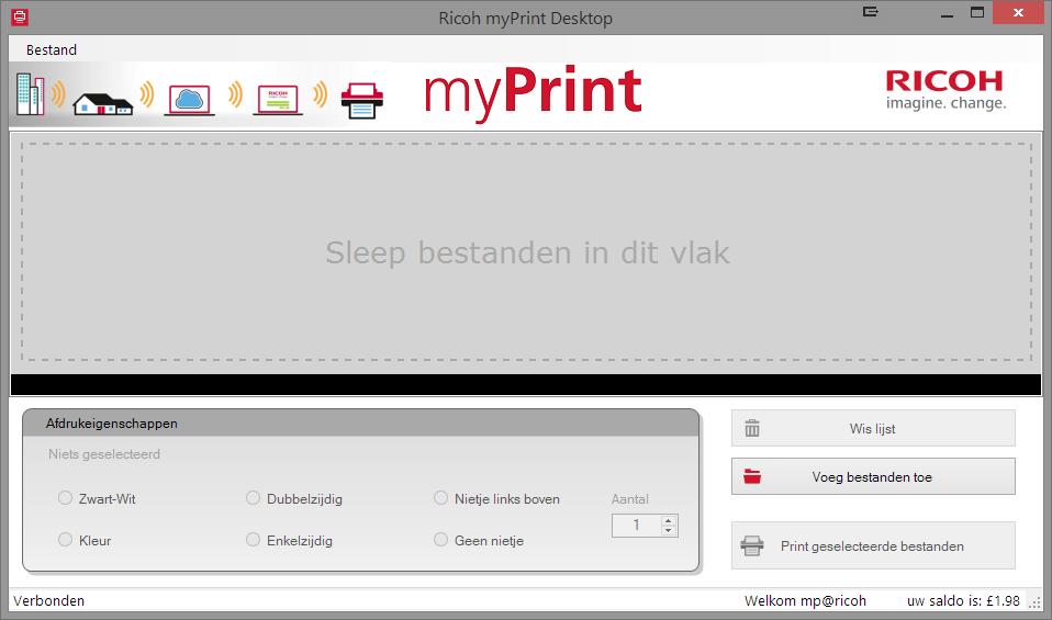 Printen via myprint Desktop myprint Desktop is een Windows programma dat u documenten laat printen, zonder dat u bent ingelogd in myprint.
