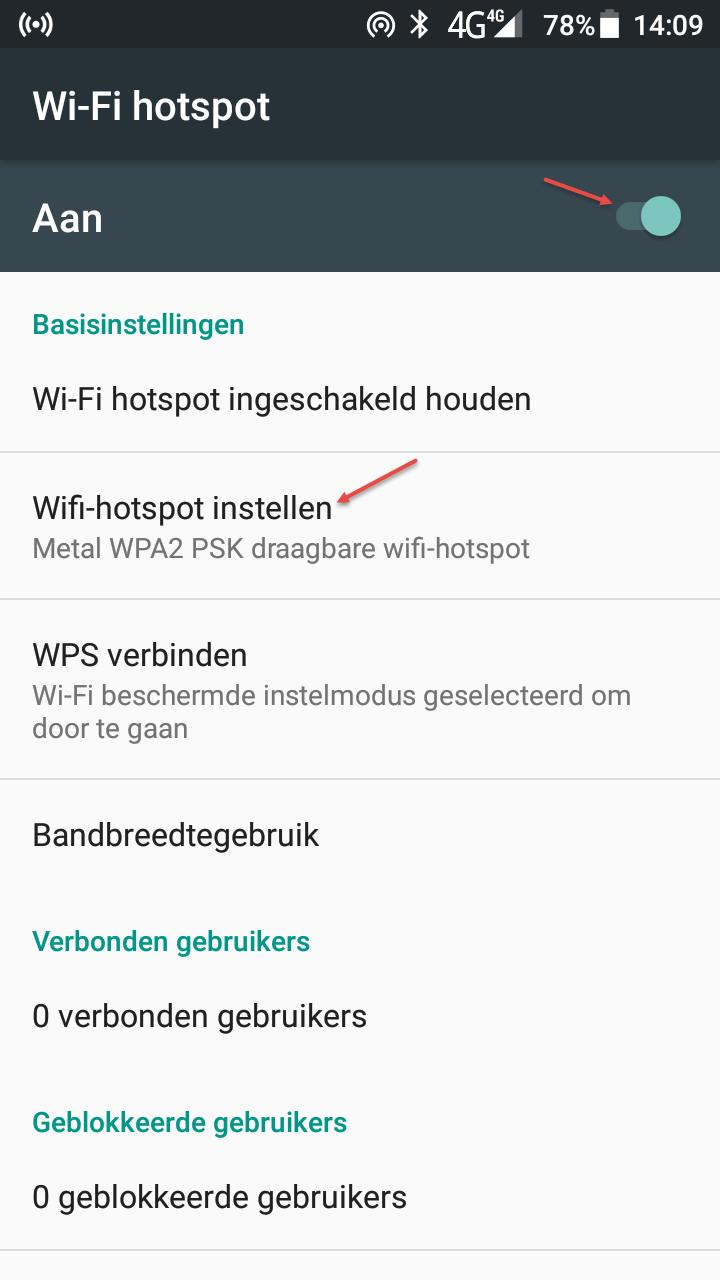 Vergeet niet na gebruik de hotspot terug uit te zetten.