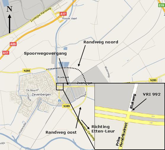1 Inleiding De provincie Noord-Brabant heeft aan het Groene Golf Team (GGT) gevraagd om het functioneren van VRI 992, kruising N285 met de Prins Hendrikstraat te Zevenbergen (Figuur 1), in kaart te