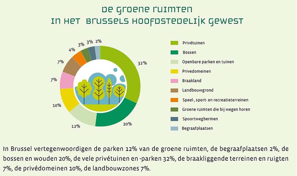 Thema NAT Natuurontwikkeling Context in het Brussels Hoofdstedelijk Gewest: Verdeling van de groene