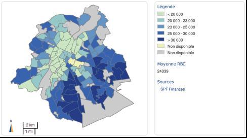 Thema HUM Menselijke omgeving Context in het Brussels Hoofdstedelijk Gewest: Legende Gemiddelde BHG Bronnen Financiën FOD