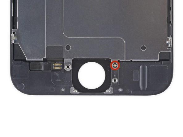 25. Verwijder de volgende schroeven van de LCD beschermplaat: - Een 1,7 mm. schroef (rood) Zes 1.6 mm.