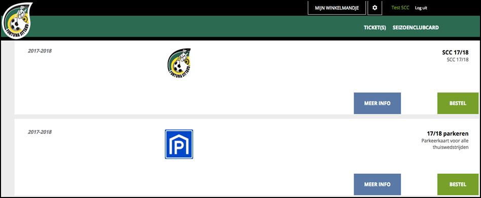 Indien een ander scherm verschijnt, klik dan rechtsboven op seizoenclubcard om