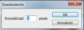 Voer een waarde van 1 pixel in, bij Doezelstraal en klik op OK.