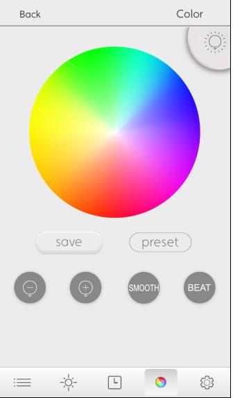 - Via het kleuren icoontjes kunt u de LED achtergrond verlichting instellen (fig.