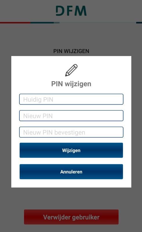 Wanneer u de pincode voor het autoriseren van opdrachten wilt wijzigen, dan kiest u voor PIN wijzigen en