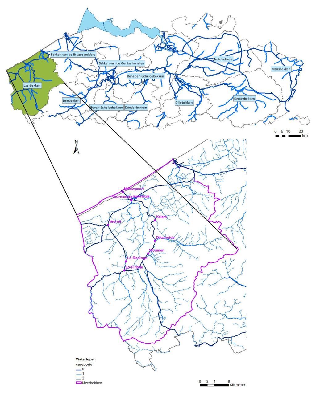 Overstromingsrisicobeheerplannen in Vlaanderen: Figuur 6-32: Situering van het bekken