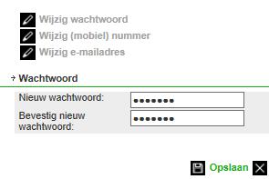 Houdt u bij de keuze van het wachtwoord rekening met het volgende: de minimale lengte is 8 karakters, waarbij het wachtwoord minimaal één kleine letter en één hoofdletter tezamen met één cijfer of