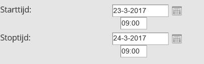 Het selecteren van een eerder gebruikt kenteken kan door op het pijltje te klikken rechts in het vak waar de kentekens staan gemeld: Start- en stoptijd Vervolgens selecteert u een start- en stoptijd.