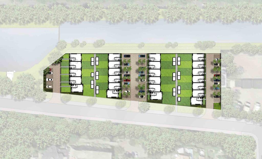 SITUATIE EN AANTALLEN I SCHAAL 1 : 500-24 woningen, beukmaat 5.4 en 5.7, diepte 8.94 m - 41 parkeerplaatsen (Parkeernorm 1.