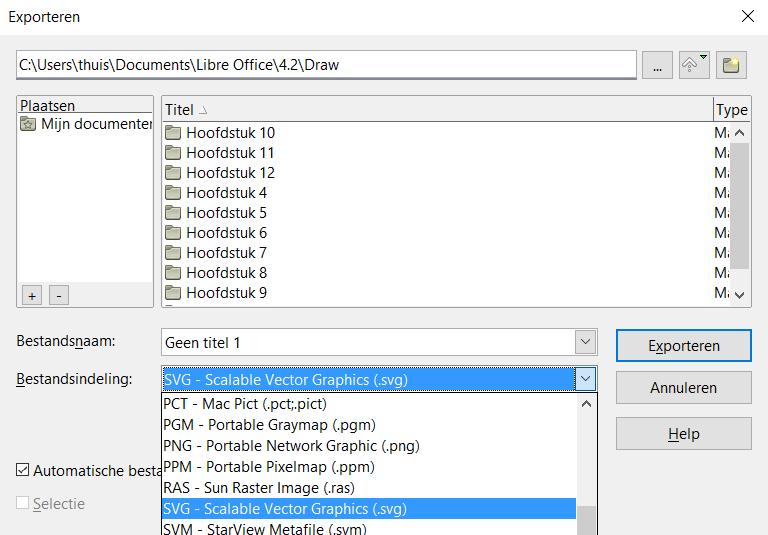 Afbeelding 4: Afbeeldingen exporteren 1) Open uw bestand en ga naar Bestand > Exporteren op de Menubalk. 2) Selecteer het vereiste bestandsformaat in de lijst Bestandsindeling (Afbeelding 4).