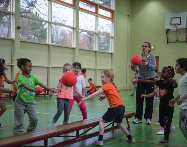 Balgevoel oefenen: raak gooien en schieten acht pionnen acht blokken drie tot vijf foamballen krijt of lint om het veld af te zetten Voorbereidingen Verdeel het gymlokaal in twee vakken of teken twee