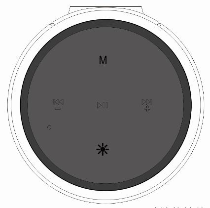 (6) Volume omhoog/vorige: Lang indrukken om het volume te verhogen. In FM-modus, kort indrukken om de frequentie te verhogen. In muziekmodus, kort indrukken om de volgende track te selecteren.