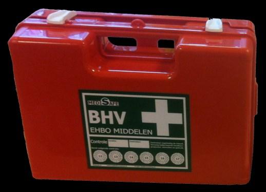 Afmetingen: 24 x 18 x 8 cm BHV/B HACCP koffer BHV inhoud met HACCP EHBO materialen en blauwe detecteerbare pleisters in compacte koffer met