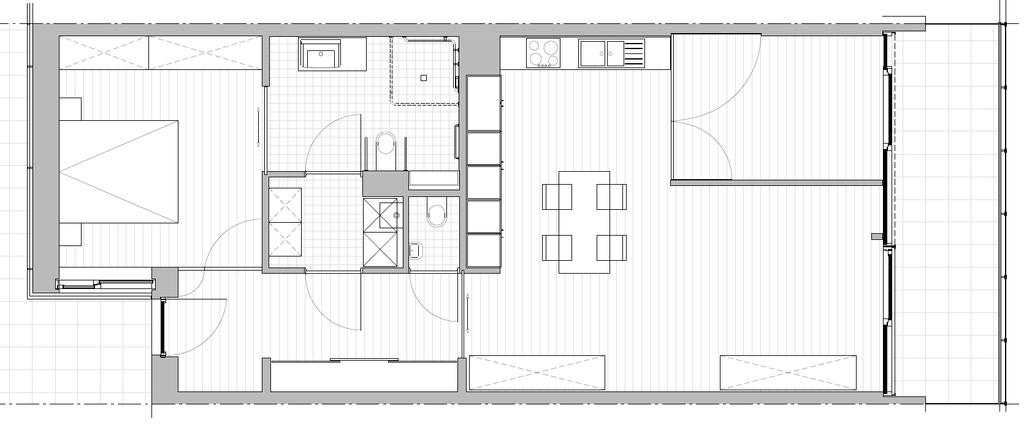 terras: +/- 14 m² over gans de breedte van de flat (6,70 m) Terras