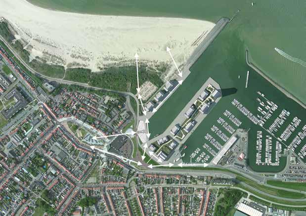 Een nieuwe verbinding tussen de haven, centrum en strand wordt gemaakt in het verlengde van de Promenade. Dit versterkt de connectie tussen het strand en de Jachthaven.