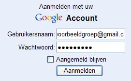 Vul je naam en wachtwoord in (in dit geval voorbeeldgroep@gmail.