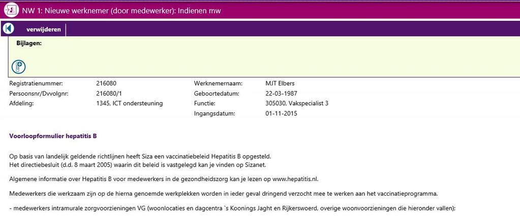 het tweede formulier wordt gevraagd een keuze te maken. Let op!