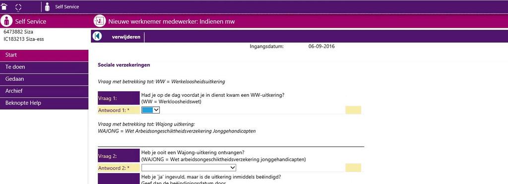 Stap 15. De komende drie formulieren hebben betrekking op de Sociale Verzekeringen. Siza wil gebruik maken van de mogelijkheden die het sociale zekerheidsrecht biedt.