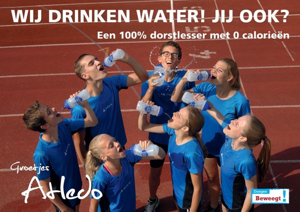 diverse acties op scholen en kinderdagverblijf Petito's. Ook atletiekvereniging Atledo wil laten zien dat water drinken gezond en lekker is.