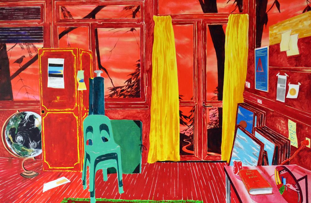 Antoine CARBONNE, Atelier rouge, 2016, olie op doek,