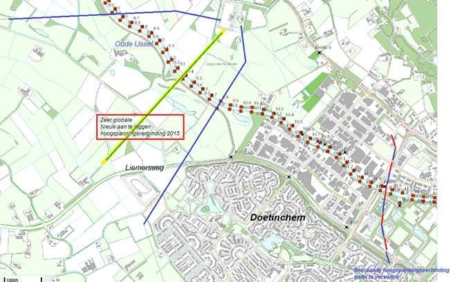 Tennet en Liandon/Alliander hebben de veilige doorvaarthoogten ter plaatse van de hoogspanningslijnen vanaf de waterstand doorgegeven.