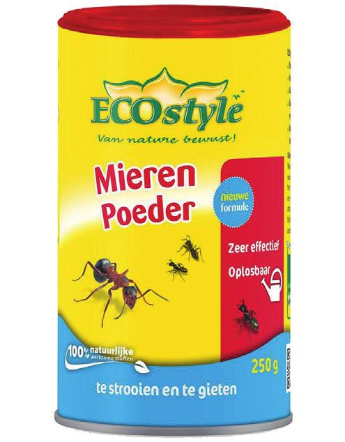 HET ECOSTYLE 7-STAPPENPLAN Graszaad extra 100 g 4,95 Az-kalk 2 kg 4,95 Mierenpoeder 250 g 9,95 Ongedierte & wespenspray 400 ml 12,95 Ultima onkruid & mos conc.