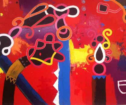 Marcel Pinas, Bindi, mixed media op canvas, 2008 toneel.