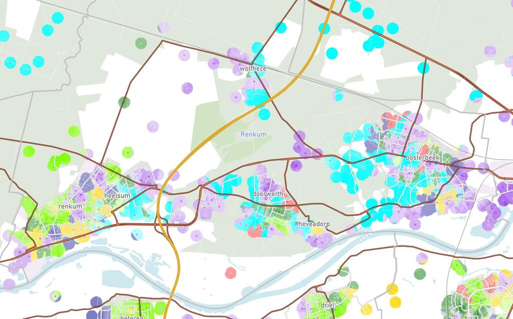 Renkum De leefstijlkaart Op de kaart is per straat de meest voorkomende leefstijlkleur weergegeven.