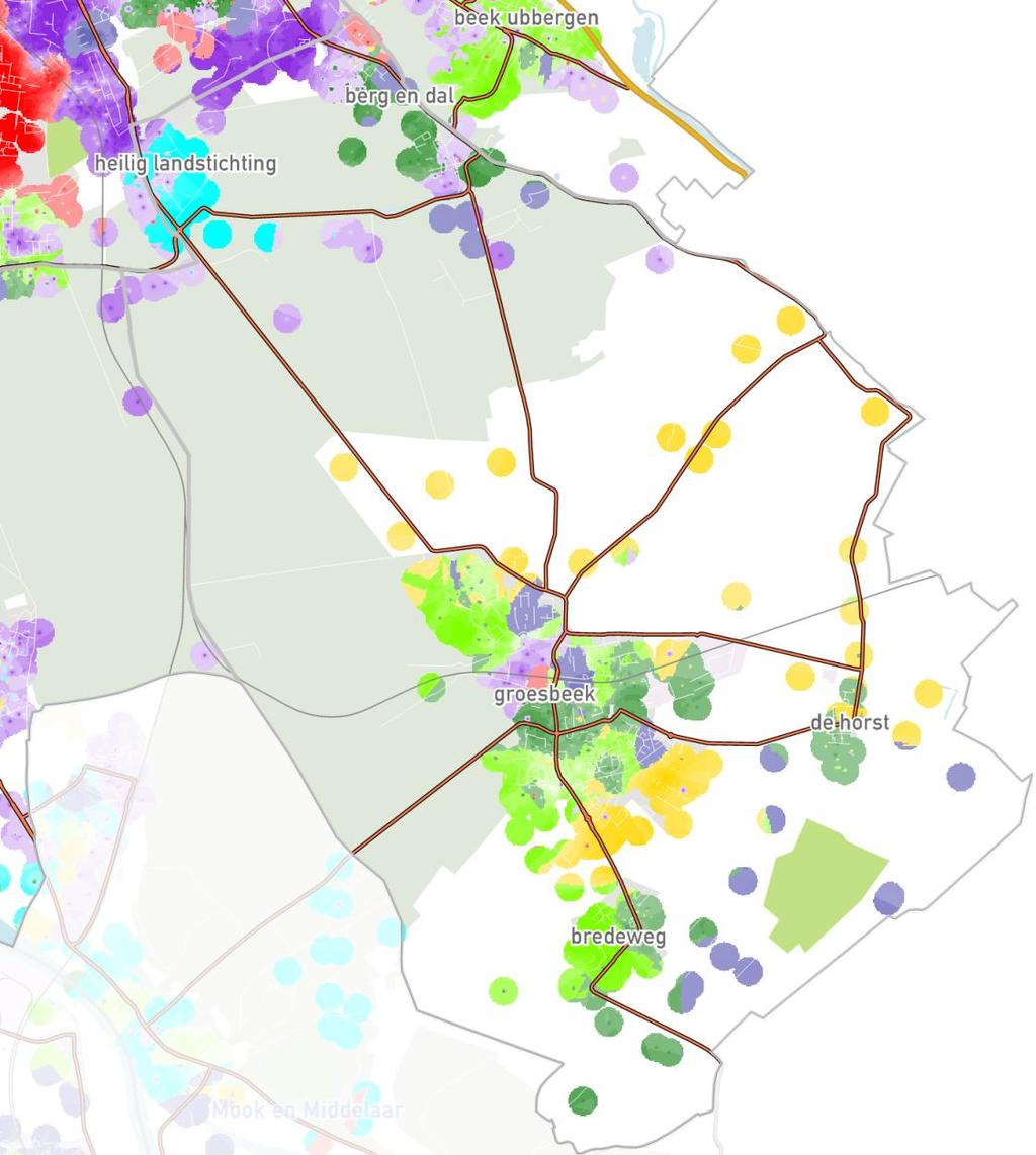 Groesbeek De leefstijlkaart Op de kaart is per straat de meest voorkomende leefstijlkleur weergegeven.