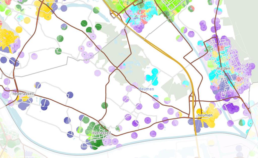 Heumen De leefstijlkaart Op de kaart is per straat de meest voorkomende leefstijlkleur weergegeven.