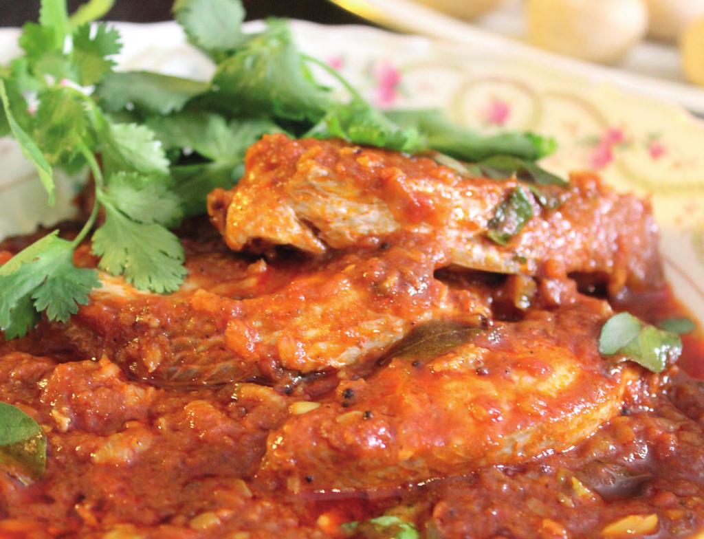 Visgerechten Alle gerechten worden geserveerd met Safran-basmati rijst 48.Goa Fish Curry 15.90 Stukjes vis gekookt in speciale kruiden uit Goa (Medium van smaak) 49.Amritsari fish Massala 16.