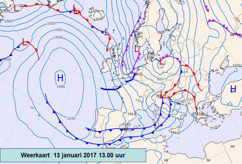 Op donderdag 12 en 13 januari trok een storing van het zeegebied ten westen van Noorwegen langs de Noorse kust naar de grens van Nederland en Duitsland.