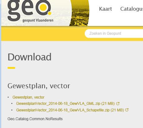Op de downloadpagina van Geopunt kan je de gewenste zippakketjes onmiddellijk downloaden. Het gaat daar immers om Open Data die anoniem en gratis beschikbaar staan van alle gebruikers.