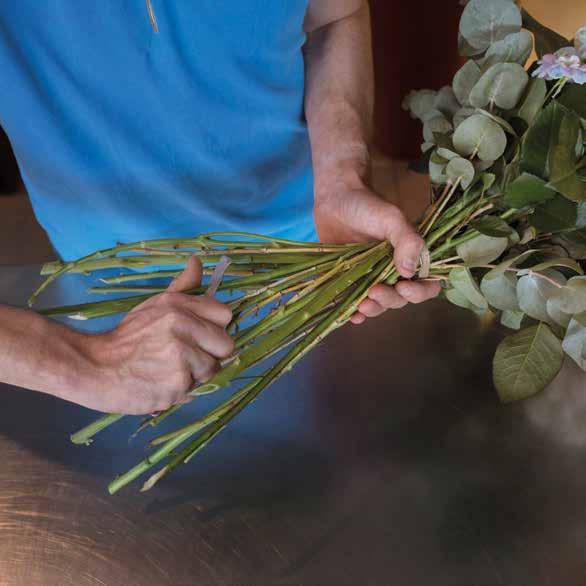 Verzorging van snijbloemen Verwijder de verpakking en snijd de stelen Als je bloemen arriveren, verwijder dan de verpakking en snijd 5-10 cm van de stelen met een schoon en scherp mes of snoeischaar.