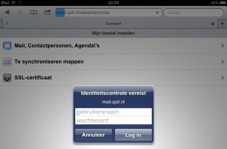 Apple ipad of iphone Er zijn twee manieren om de Kerio Mailbox aan te maken. Automatisch en handmatig.