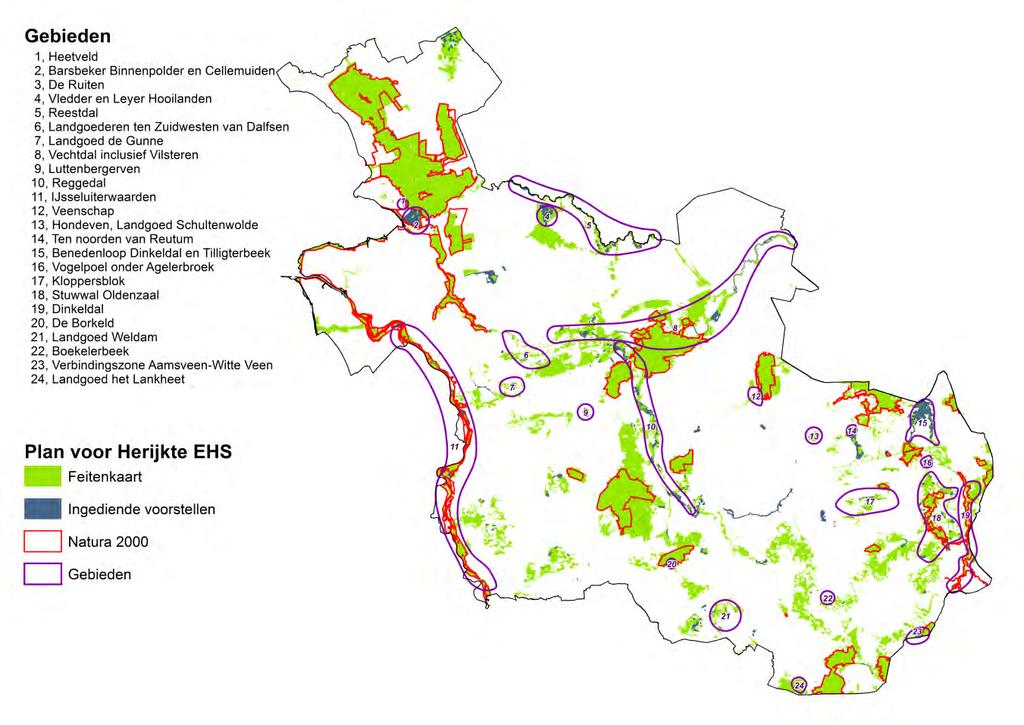 3.3 Toetsing ruimtelijke condities actuele populaties VHR-soorten Grote delen van de natuurgebieden in Overijssel zijn onderdeel van netwerken van natuurgebieden waar actueel populaties van