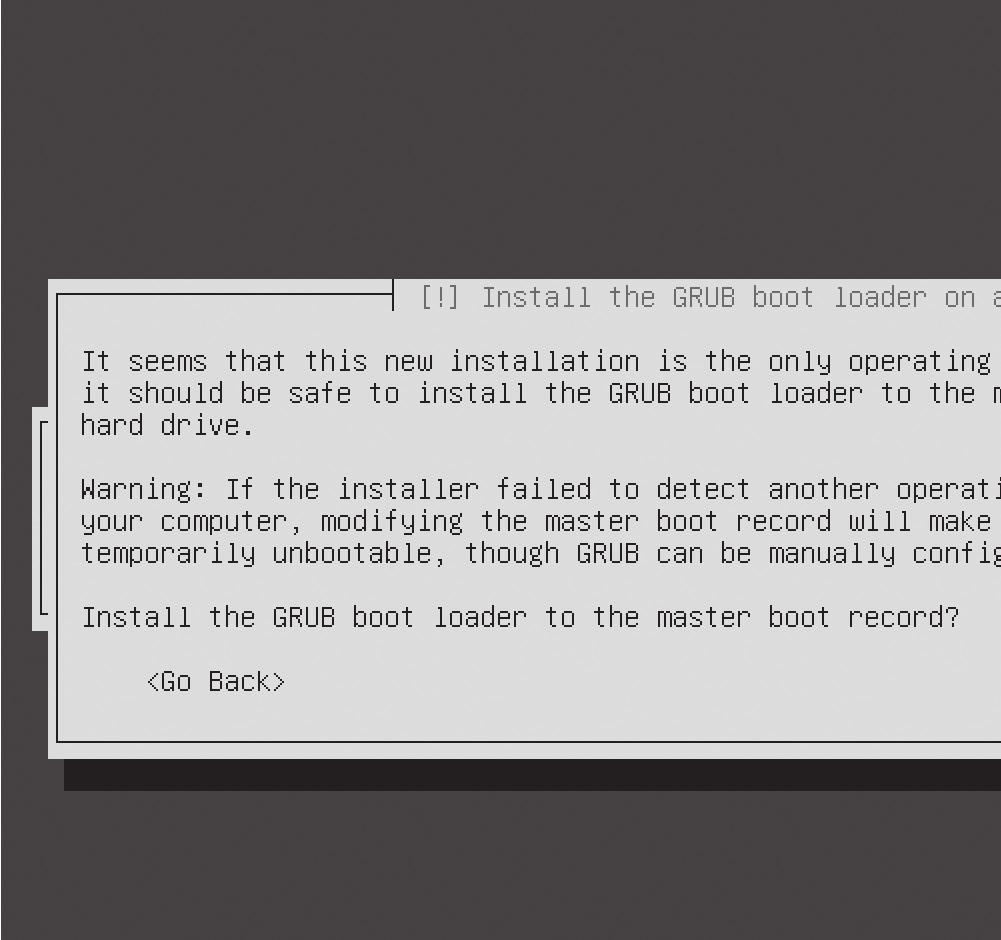 Nadat de software op de server geïnstalleerd is, moet de bootloader weggeschreven worden naar de harde schijf.