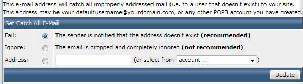 Een catch-all aanmaken Een catch-all is een instelling die u kunt maken om alle mail die gestuurd is naar een adres wat niet bestaat af te handelen.