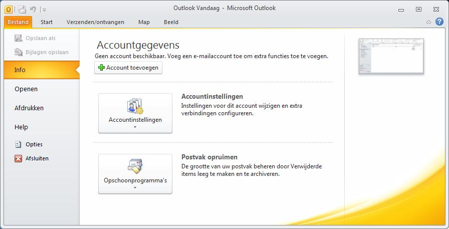 Outlook 2010 instellen 1.