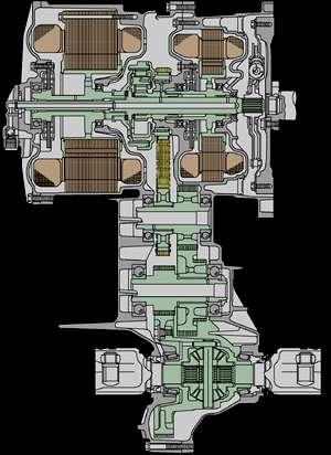 Hybride transmissie, MG2 Elektromotor 3-fase AC motor,