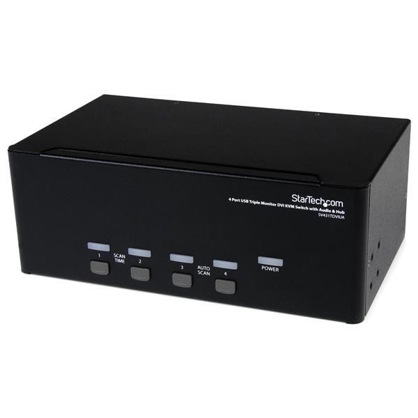 4-poort 3x Monitor DVI USB KVM-switch met Audio en USB 2.