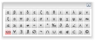 Voor het maken van de Griekse letters α, β, γ, enz. kunnen ook sneltoetsen gebruikt worden: ALT a geeft α ALT b geeft β, enz.