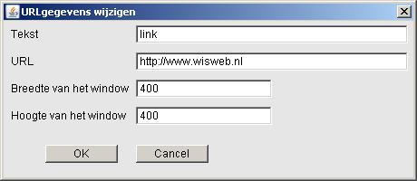 6. Meer ontwerp en lay-out mogelijkheden a. Een html-link Met deze knop kan een link worden gemaakt naar een willekeurige webpagina op het internet. Met preview kan de link gecontroleerd worden.