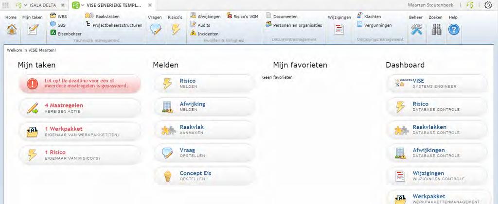 V&V ondersteunende systemen VISE/Sharepoint: zelfontwikkelde