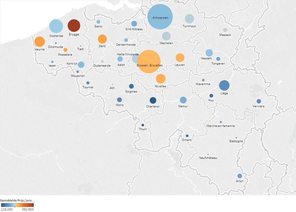 GEMIDDELDE PRIJS APPARTEMENTEN 1STE TRIMESTER 2017 De analyse omvat de prijzen van appartementen, flats en studio s.