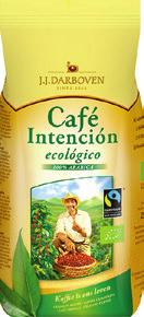 CAFÉ INTENCIÓN ECOLÓGICO 100% FAIRTRADE EN BIOLOGISCH Geniet van de natuurlijke aroma s en volle smaak van de fi lter- en bonenkoffi e van Café Intención